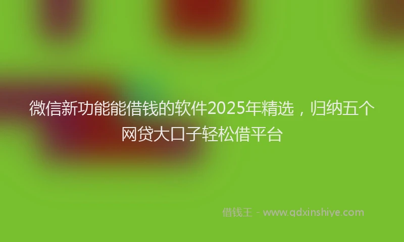 微信新功能能借钱的软件2025年精选，归纳五个网贷大口子轻松借平台