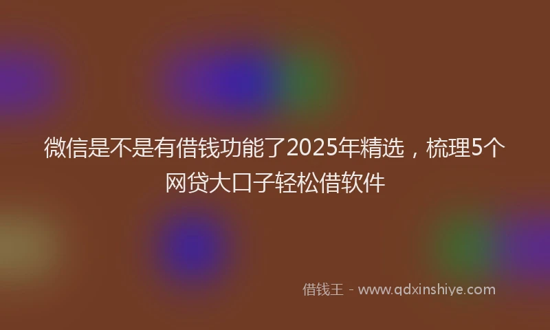 微信是不是有借钱功能了2025年精选，梳理5个网贷大口子轻松借软件