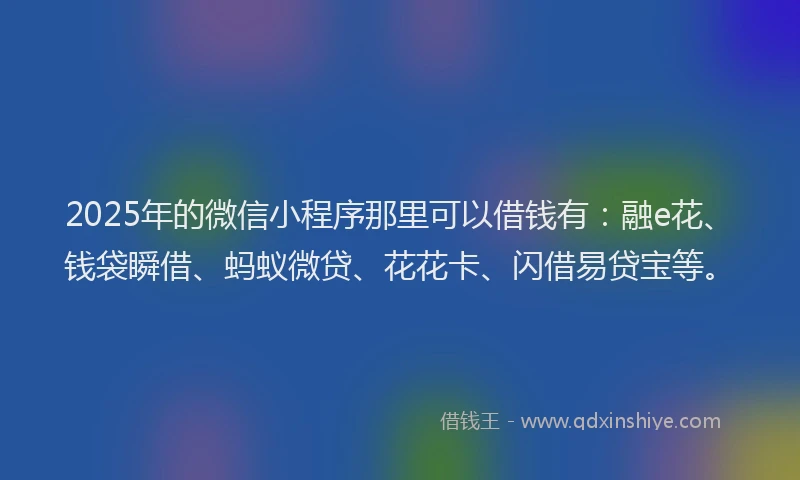 2025年的微信小程序那里可以借钱有：融e花、钱袋瞬借、蚂蚁微贷、花花卡、闪借易贷宝等。