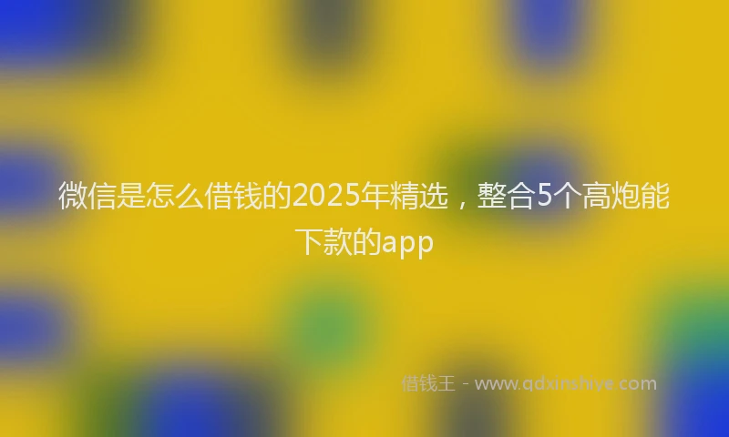 微信是怎么借钱的2025年精选，整合5个高炮能下款的app