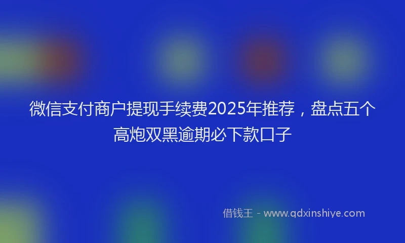 微信支付商户提现手续费2025年推荐，盘点五个高炮双黑逾期必下款口子