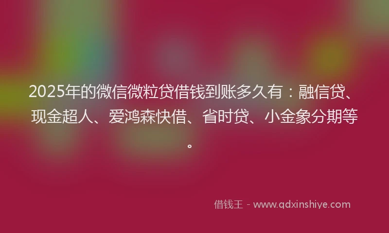 2025年的微信微粒贷借钱到账多久有：融信贷、现金超人、爱鸿森快借、省时贷、小金象分期等。