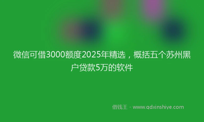 微信可借3000额度2025年精选，概括五个苏州黑户贷款5万的软件