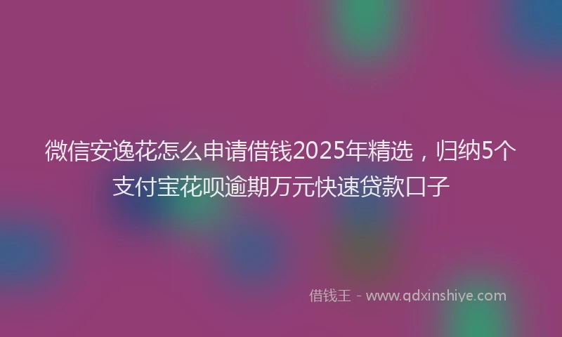 微信安逸花怎么申请借钱2025年精选，归纳5个支付宝花呗逾期万元快速贷款口子