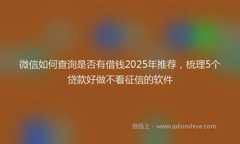 微信如何查询是否有借钱2025年推荐，梳理5个贷款好做不看征信的软件