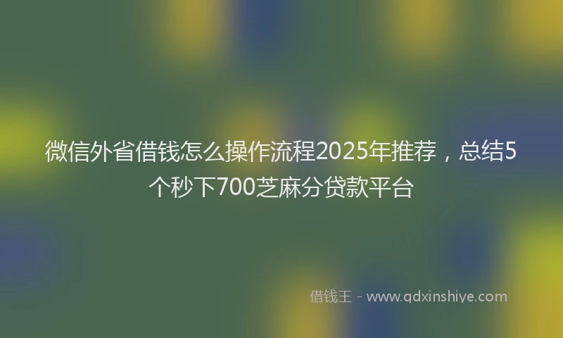 微信外省借钱怎么操作流程2025年推荐，总结5个秒下700芝麻分贷款平台