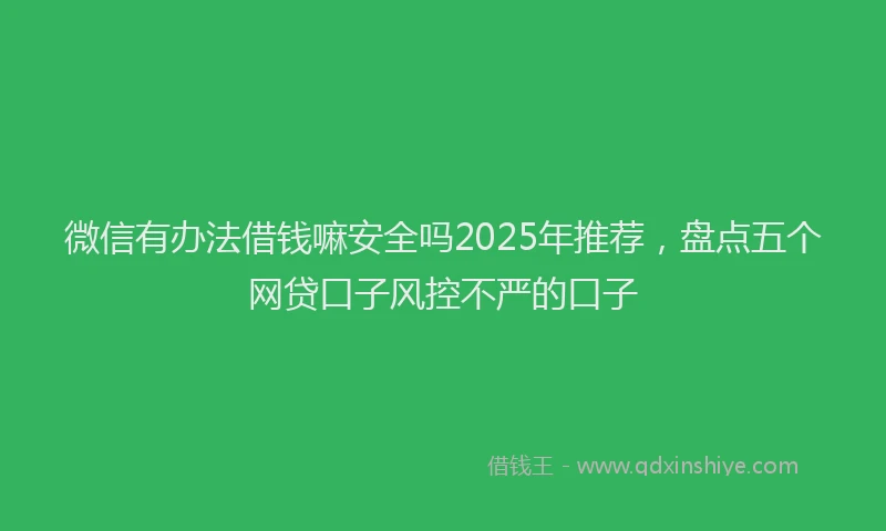 微信有办法借钱嘛安全吗2025年推荐，盘点五个网贷口子风控不严的口子