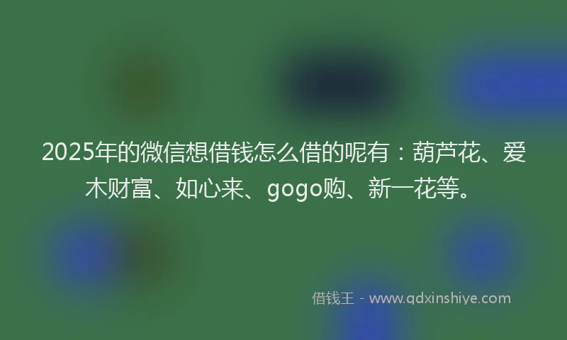 2025年的微信想借钱怎么借的呢有：葫芦花、爱木财富、如心来、gogo购、新一花等。