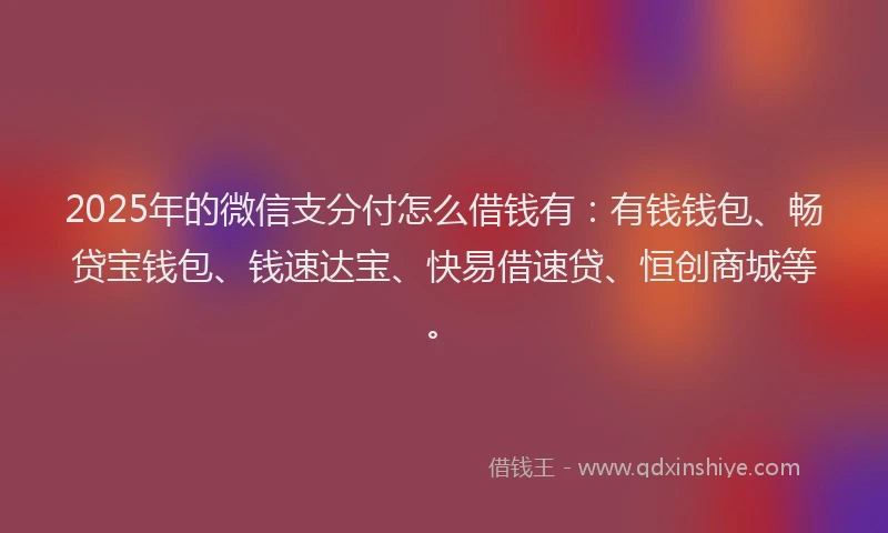 2025年的微信支分付怎么借钱有：有钱钱包、畅贷宝钱包、钱速达宝、快易借速贷、恒创商城等。