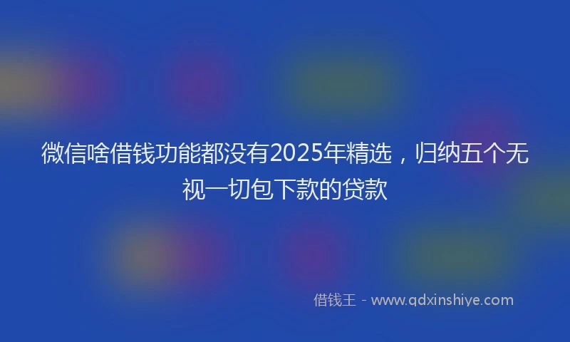 微信啥借钱功能都没有2025年精选，归纳五个无视一切包下款的贷款