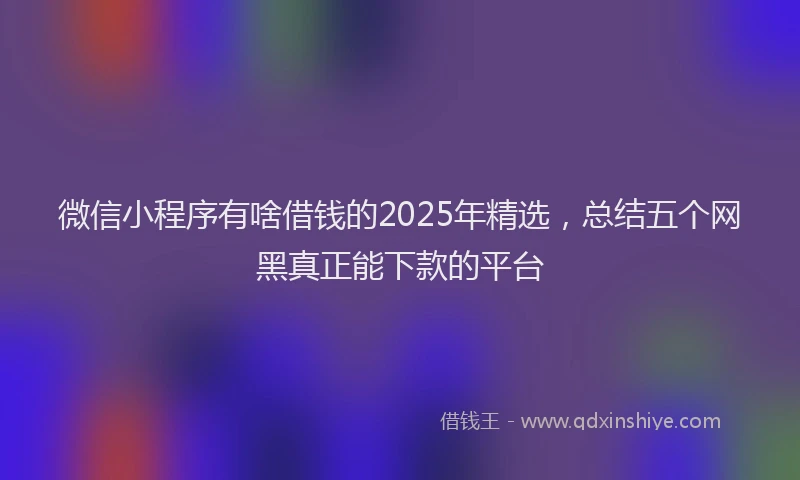 微信小程序有啥借钱的2025年精选，总结五个网黑真正能下款的平台