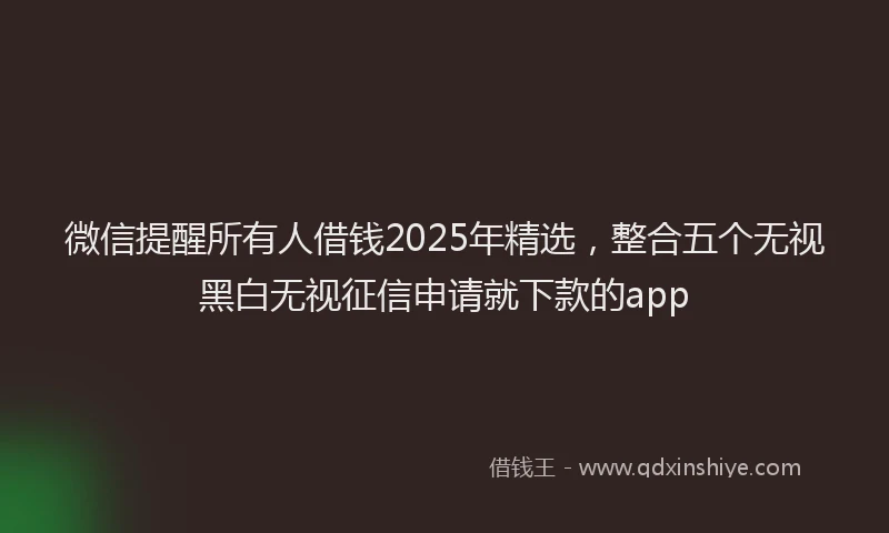 微信提醒所有人借钱2025年精选，整合五个无视黑白无视征信申请就下款的app