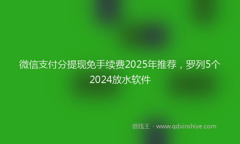 微信支付分提现免手续费2025年推荐，罗列5个2024放水软件
