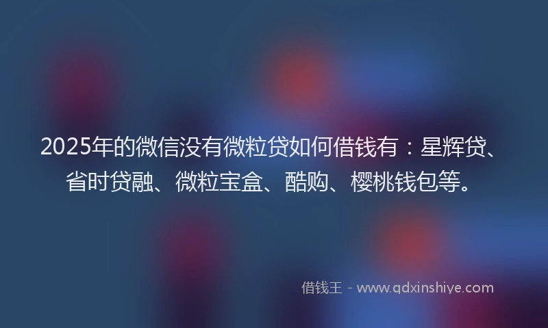 2025年的微信没有微粒贷如何借钱有：星辉贷、省时贷融、微粒宝盒、酷购、樱桃钱包等。