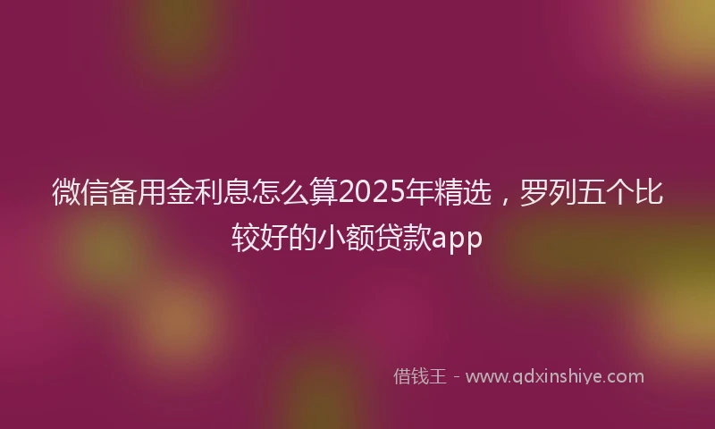 微信备用金利息怎么算2025年精选，罗列五个比较好的小额贷款app