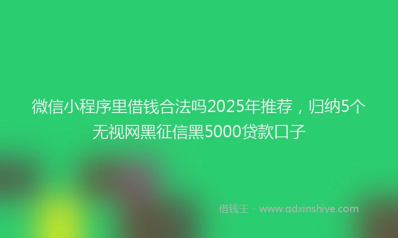 微信小程序里借钱合法吗2025年推荐，归纳5个无视网黑征信黑5000贷款口子