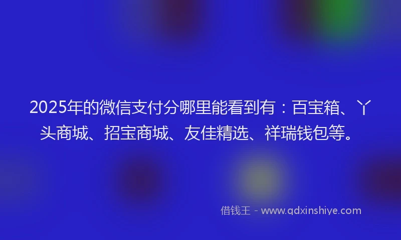 2025年的微信支付分哪里能看到有：百宝箱、丫头商城、招宝商城、友佳精选、祥瑞钱包等。