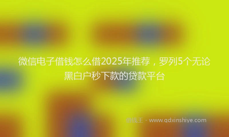微信电子借钱怎么借2025年推荐，罗列5个无论黑白户秒下款的贷款平台