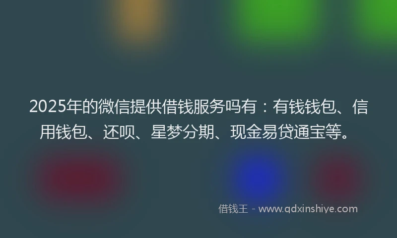 2025年的微信提供借钱服务吗有：有钱钱包、信用钱包、还呗、星梦分期、现金易贷通宝等。