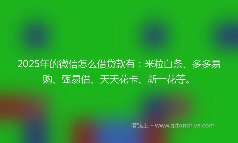 2025年的微信怎么借贷款有：米粒白条、多多易购、甄易借、天天花卡、新一花等。