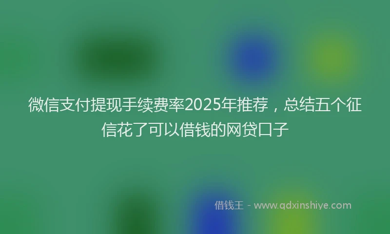 微信支付提现手续费率2025年推荐，总结五个征信花了可以借钱的网贷口子