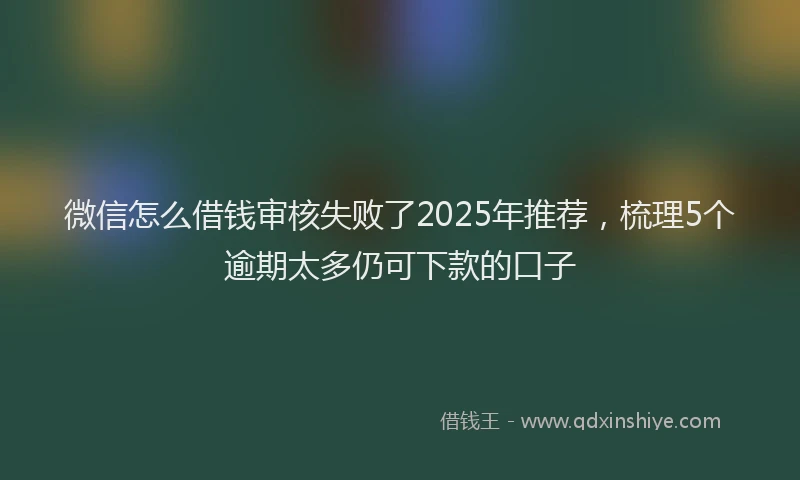 微信怎么借钱审核失败了2025年推荐，梳理5个逾期太多仍可下款的口子