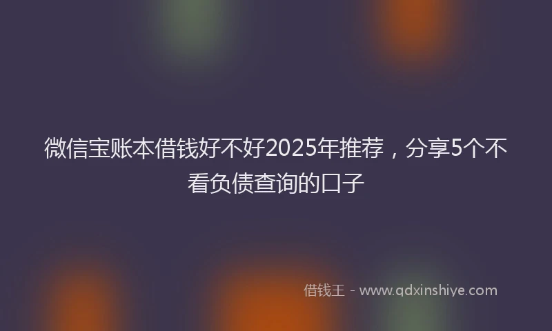 微信宝账本借钱好不好2025年推荐，分享5个不看负债查询的口子