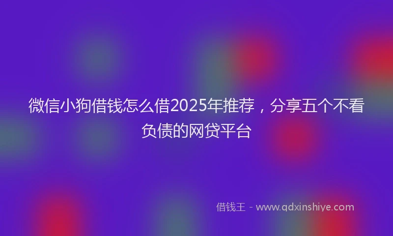 微信小狗借钱怎么借2025年推荐，分享五个不看负债的网贷平台