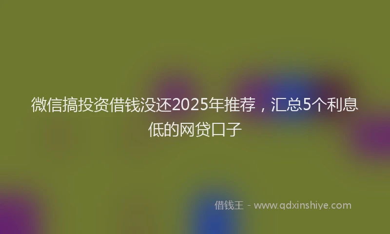 微信搞投资借钱没还2025年推荐，汇总5个利息低的网贷口子