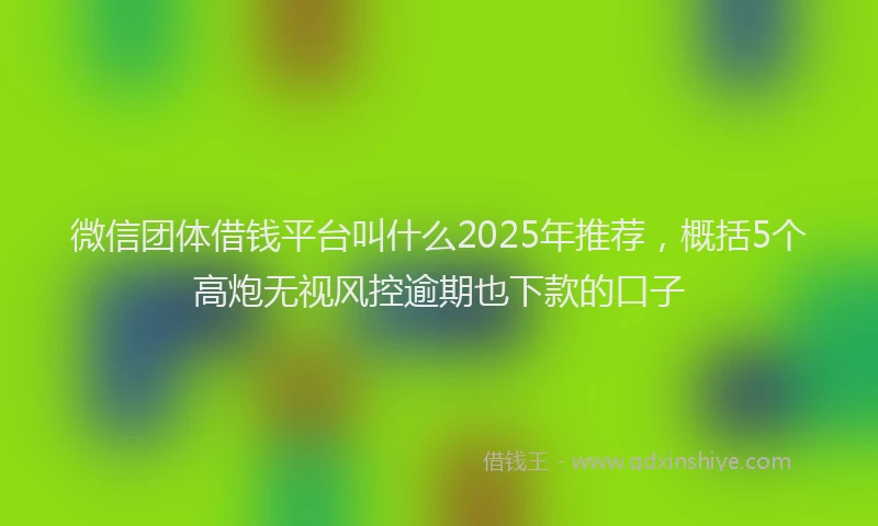 微信团体借钱平台叫什么2025年推荐，概括5个高炮无视风控逾期也下款的口子