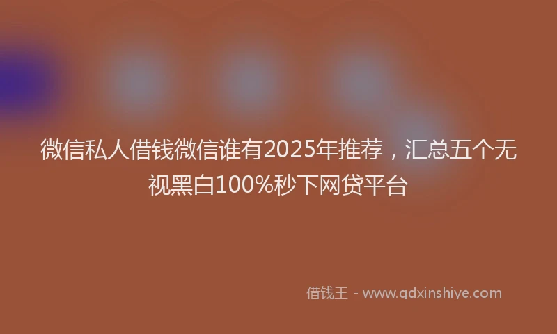 微信私人借钱微信谁有2025年推荐，汇总五个无视黑白100%秒下网贷平台