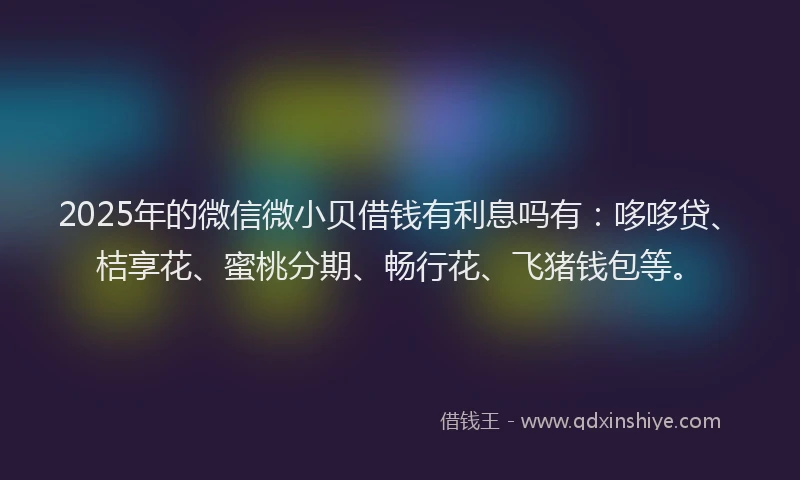 2025年的微信微小贝借钱有利息吗有：哆哆贷、桔享花、蜜桃分期、畅行花、飞猪钱包等。