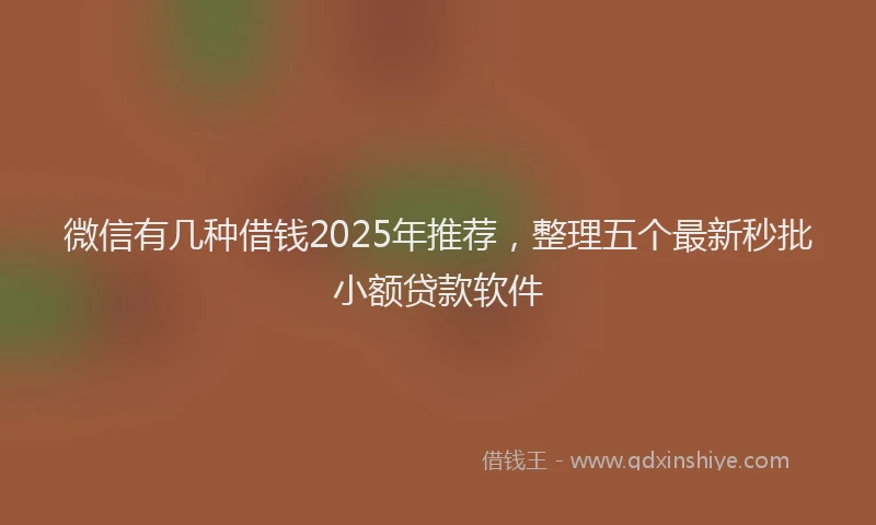 微信有几种借钱2025年推荐，整理五个最新秒批小额贷款软件