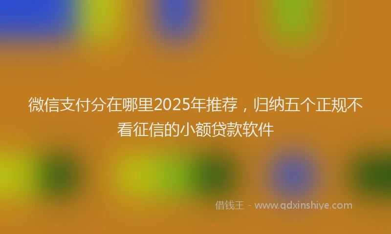 微信支付分在哪里2025年推荐，归纳五个正规不看征信的小额贷款软件