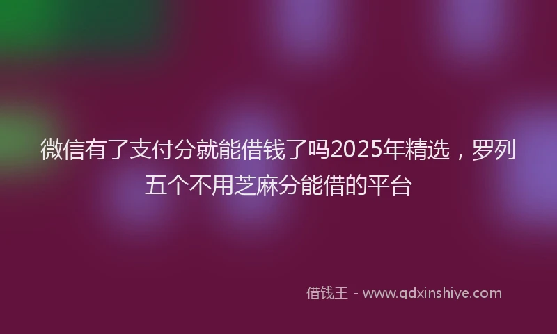 微信有了支付分就能借钱了吗2025年精选，罗列五个不用芝麻分能借的平台