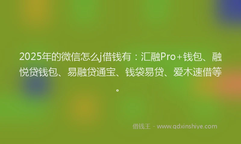 2025年的微信怎么j借钱有：汇融Pro+钱包、融悦贷钱包、易融贷通宝、钱袋易贷、爱木速借等。