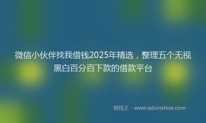 微信小伙伴找我借钱2025年精选，整理五个无视黑白百分百下款的借款平台