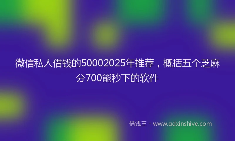 微信私人借钱的50002025年推荐，概括五个芝麻分700能秒下的软件