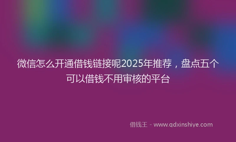 微信怎么开通借钱链接呢2025年推荐，盘点五个可以借钱不用审核的平台