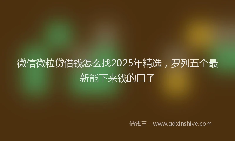 微信微粒贷借钱怎么找2025年精选，罗列五个最新能下来钱的口子