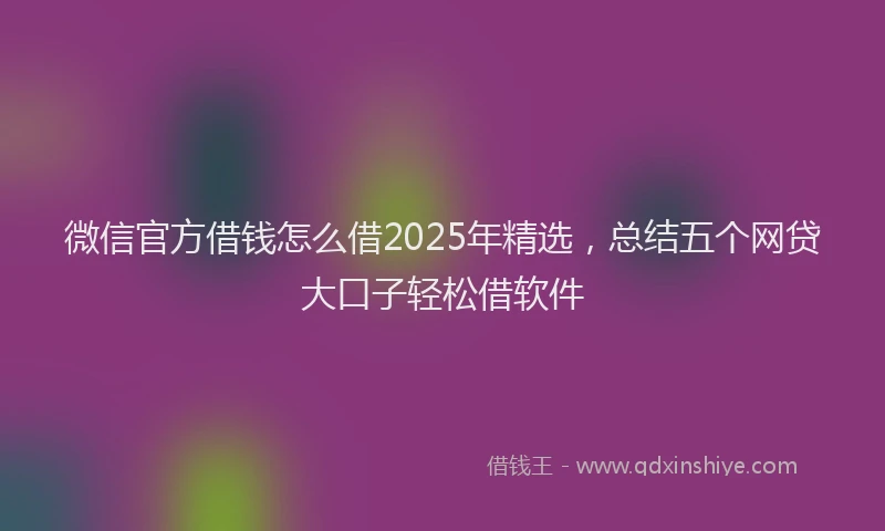 微信官方借钱怎么借2025年精选，总结五个网贷大口子轻松借软件