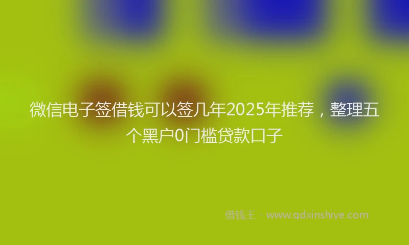 微信电子签借钱可以签几年2025年推荐，整理五个黑户0门槛贷款口子