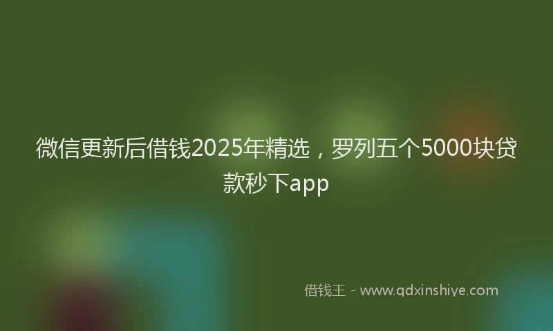 微信更新后借钱2025年精选，罗列五个5000块贷款秒下app