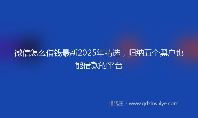 微信怎么借钱最新2025年精选，归纳五个黑户也能借款的平台