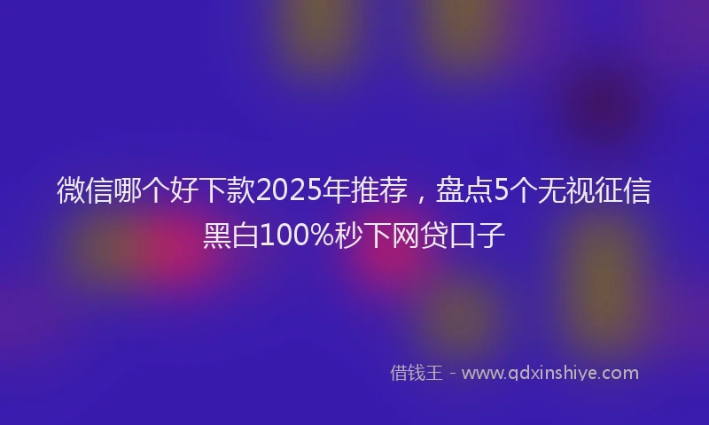 微信哪个好下款2025年推荐，盘点5个无视征信黑白100%秒下网贷口子