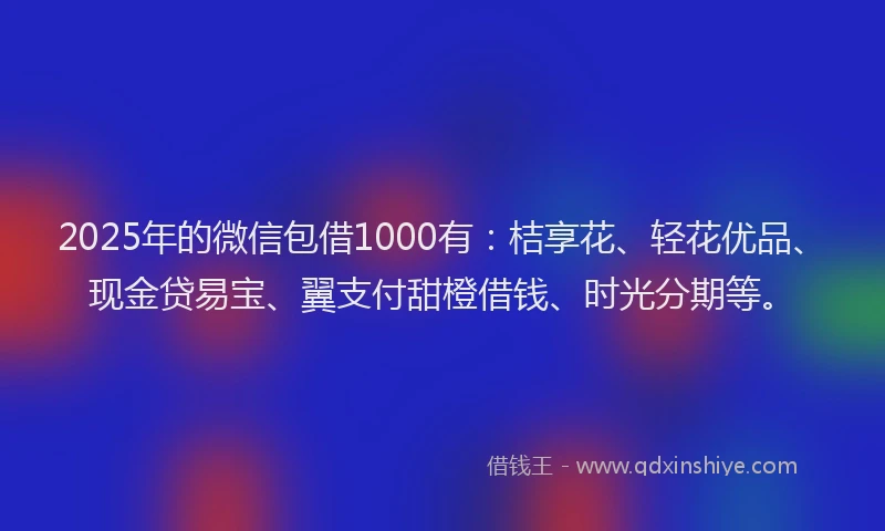 2025年的微信包借1000有：桔享花、轻花优品、现金贷易宝、翼支付甜橙借钱、时光分期等。