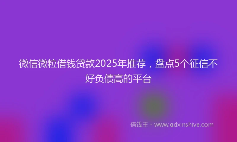微信微粒借钱贷款2025年推荐，盘点5个征信不好负债高的平台