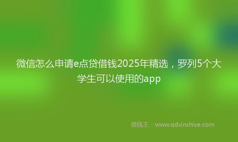 微信怎么申请e点贷借钱2025年精选，罗列5个大学生可以使用的app