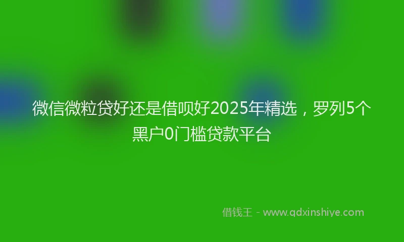 微信微粒贷好还是借呗好2025年精选，罗列5个黑户0门槛贷款平台