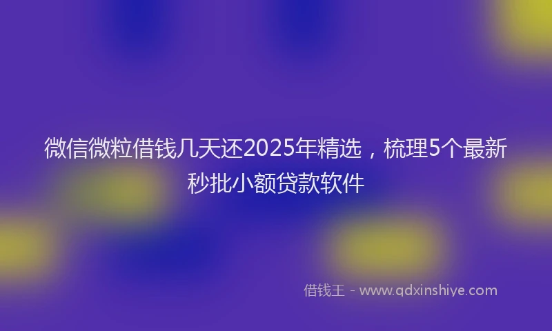 微信微粒借钱几天还2025年精选，梳理5个最新秒批小额贷款软件